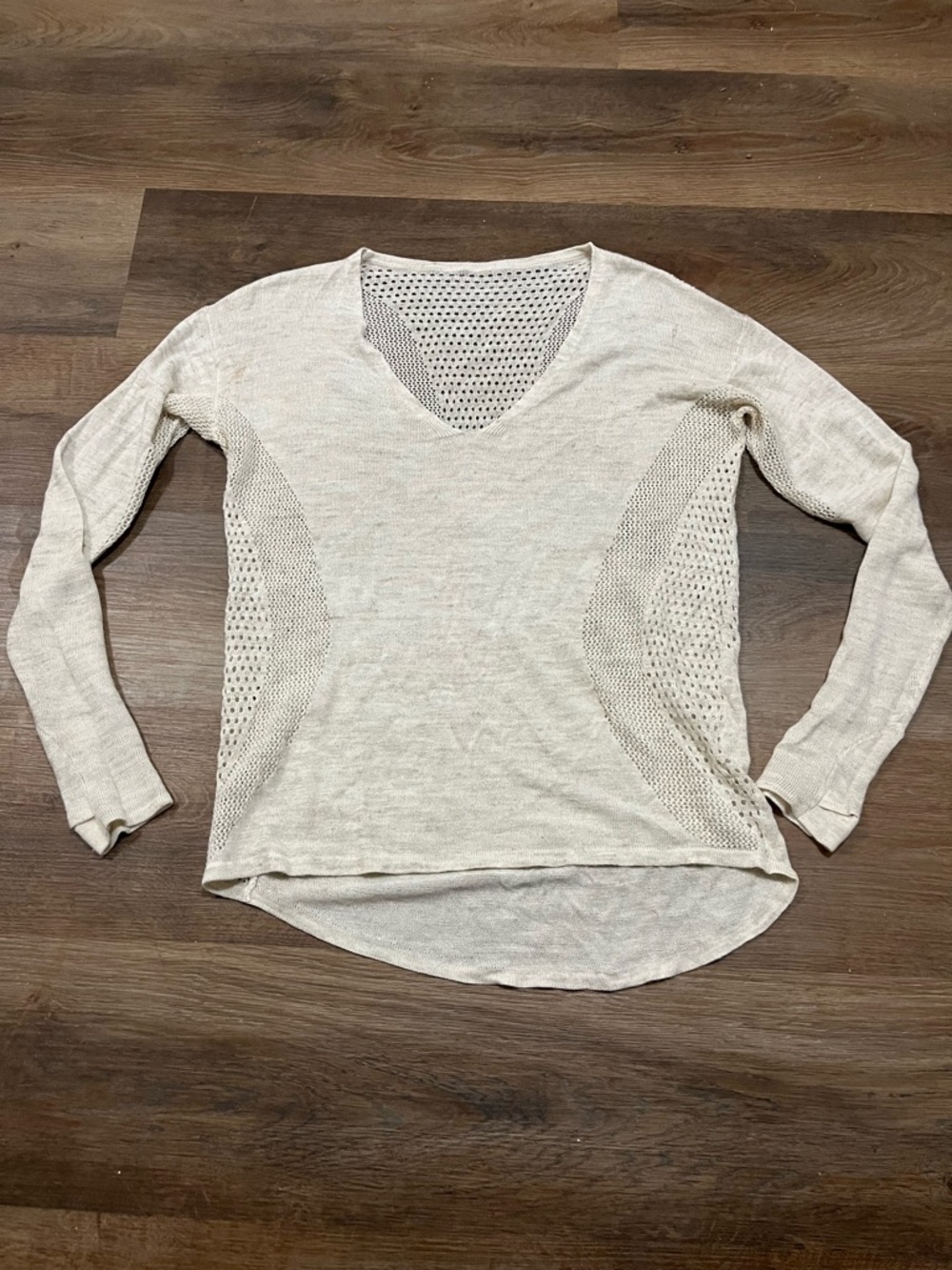 Lululemon Still Movement Sweater | Linen Blend | Mesh Panels | No Size Tag